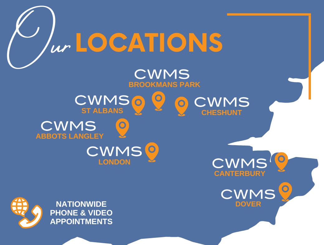 CWMS Mortgage Advisors Map in Brookmans Park Chestnut Hatfield Abbots Langley Dover Kent Canterbury St Albans Potters Bar Hertford